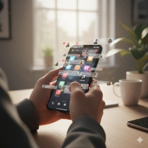Content marketing strategy managed through a mobile device for digital audience engagement